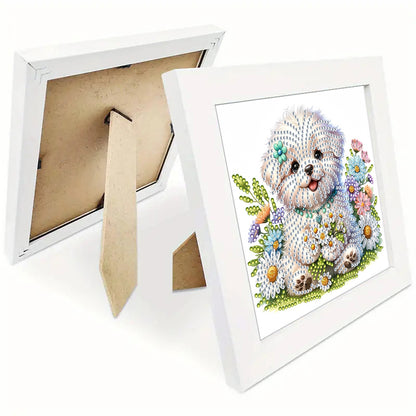 Little White Dog - Special Shaped Drill Diamond Painting 18*18CM