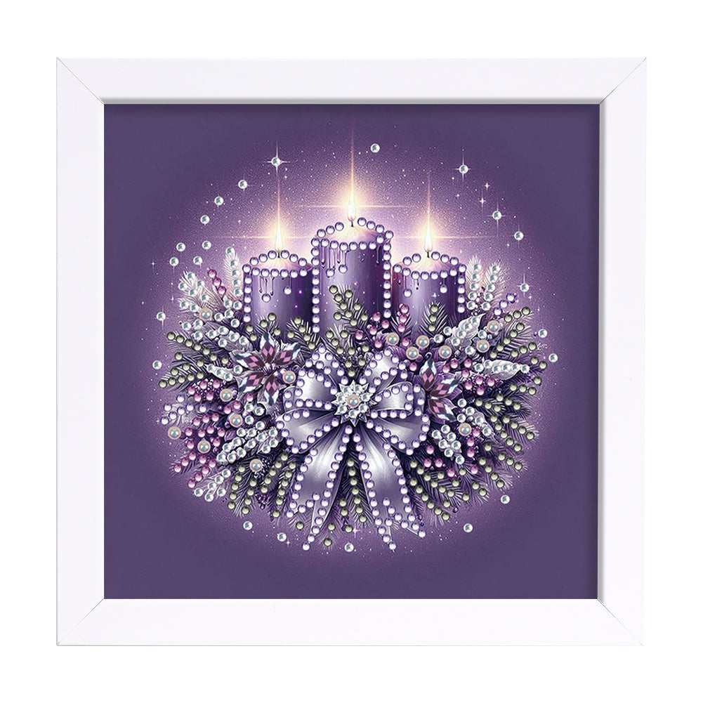 Christmas Candle Bow - Special Shaped Drill Diamond Painting 18*18CM
