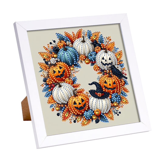 Halloween Pumpkin Wreath - Special Shaped Drill Diamond Painting 18*18CM