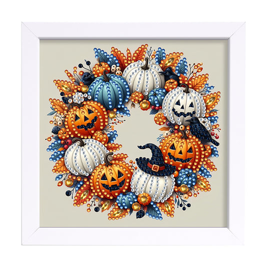 Halloween Pumpkin Wreath - Special Shaped Drill Diamond Painting 18*18CM