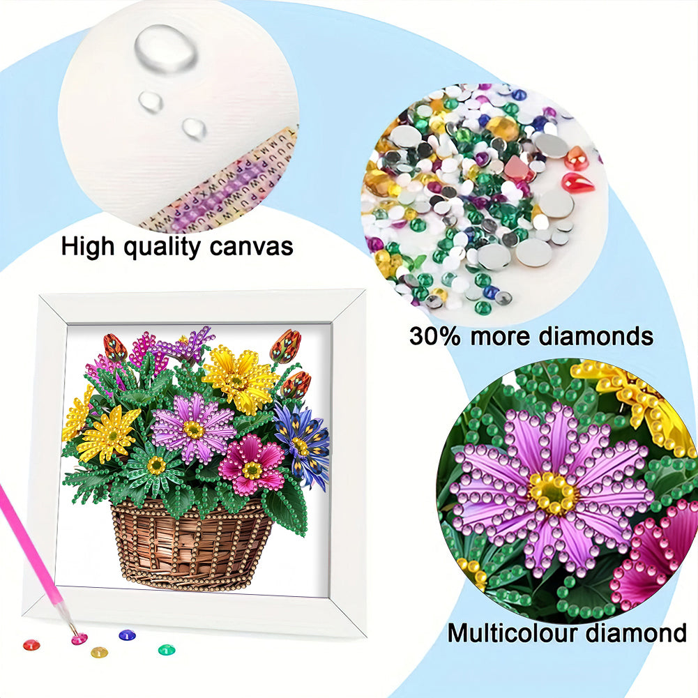 Flower Basket - Special Shaped Drill Diamond Painting 18*18CM