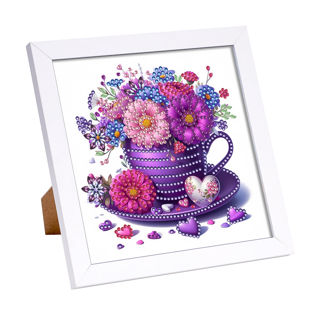 Cup Flower - Special Shaped Drill Diamond Painting 18*18CM