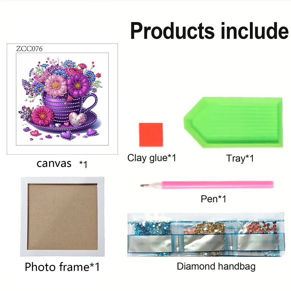 Cup Flower - Special Shaped Drill Diamond Painting 18*18CM