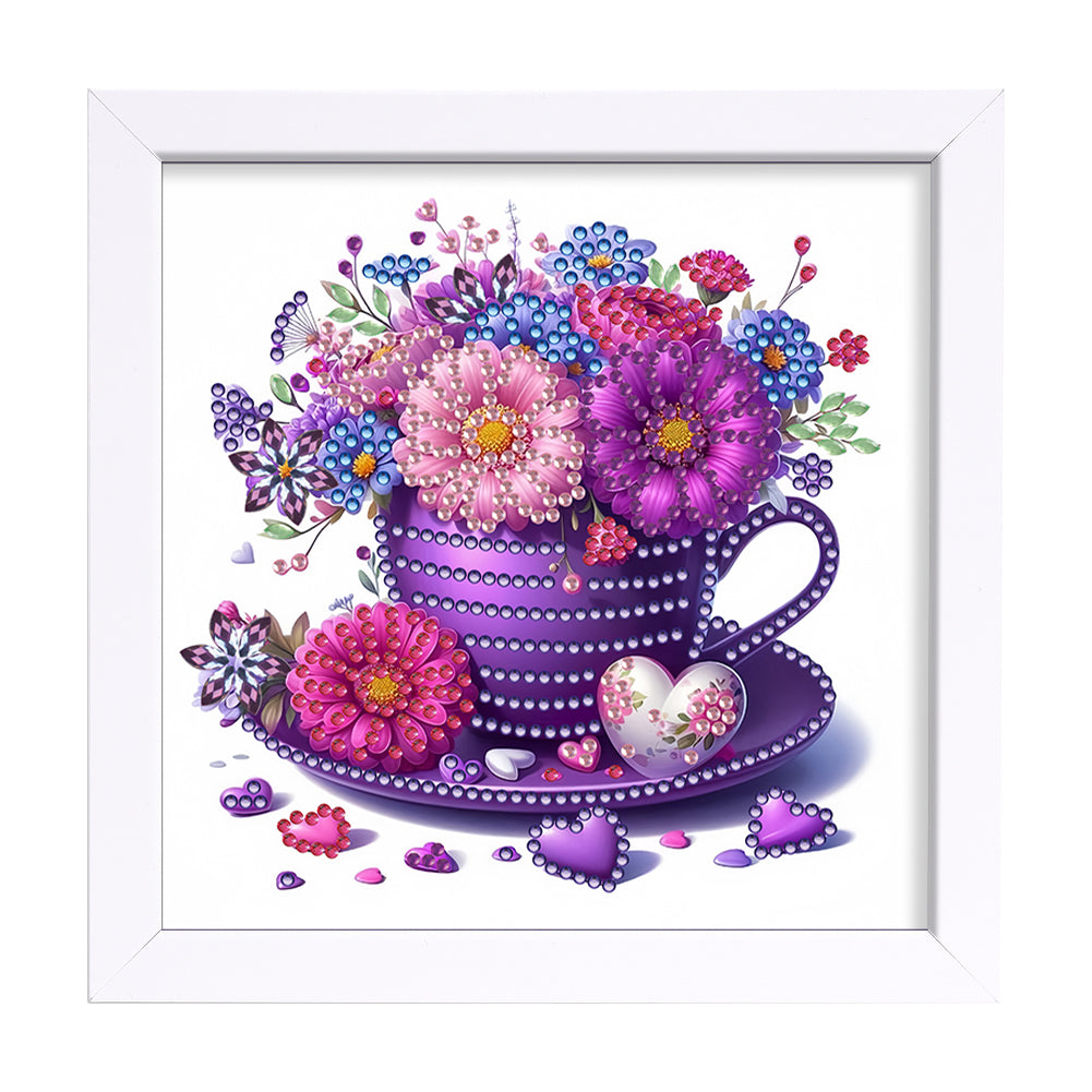 Cup Flower - Special Shaped Drill Diamond Painting 18*18CM