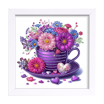 Cup Flower - Special Shaped Drill Diamond Painting 18*18CM