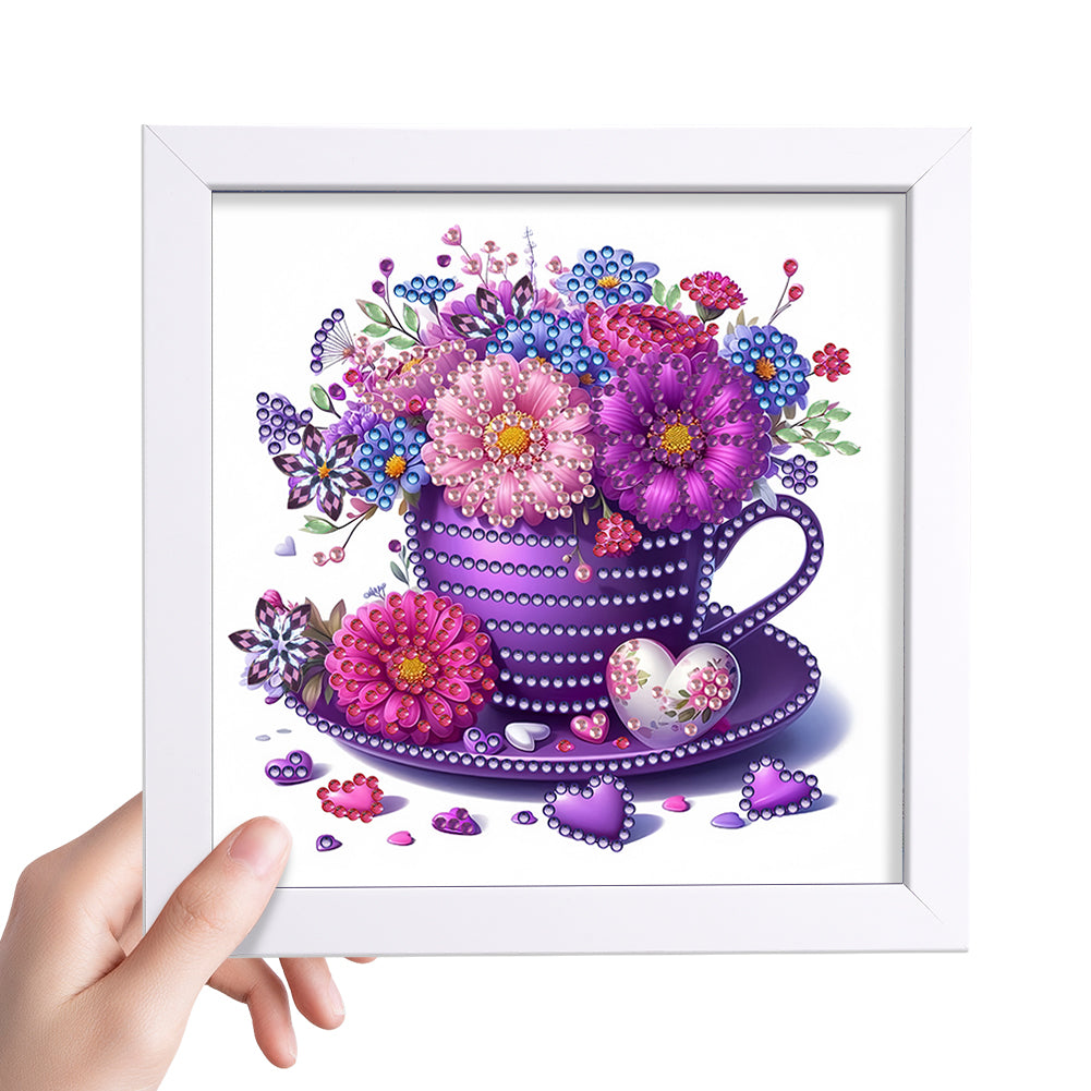 Cup Flower - Special Shaped Drill Diamond Painting 18*18CM