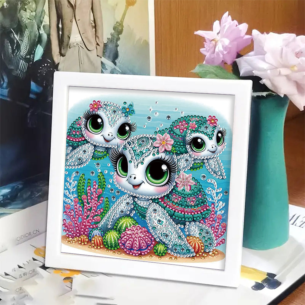 Three Turtles - Special Shaped Drill Diamond Painting 18*18CM