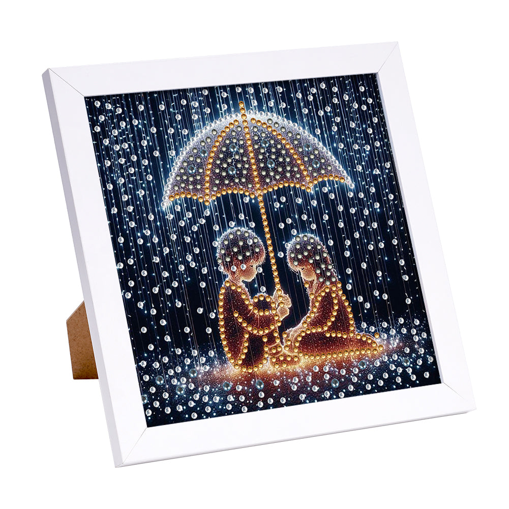 Rainy Night Boy And Girl - Special Shaped Drill Diamond Painting 18*18CM