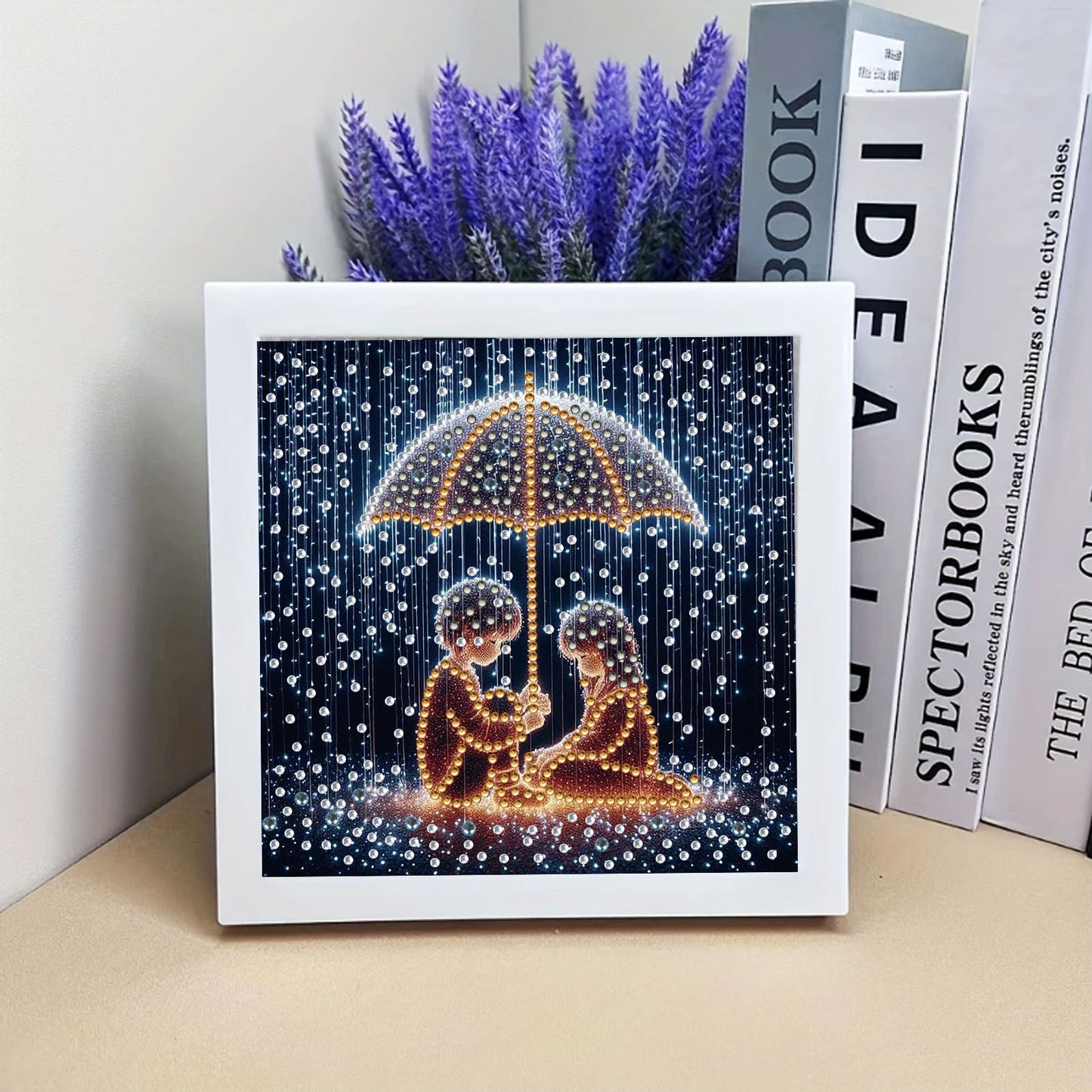 Rainy Night Boy And Girl - Special Shaped Drill Diamond Painting 18*18CM