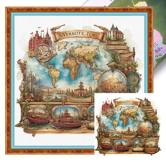 Map - Stamped Cross Stitch 50*50CM
