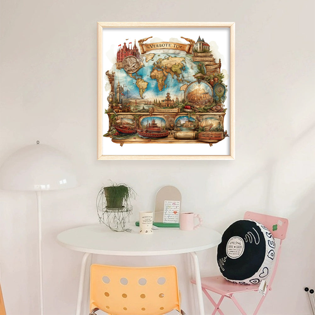 Map - Stamped Cross Stitch 50*50CM