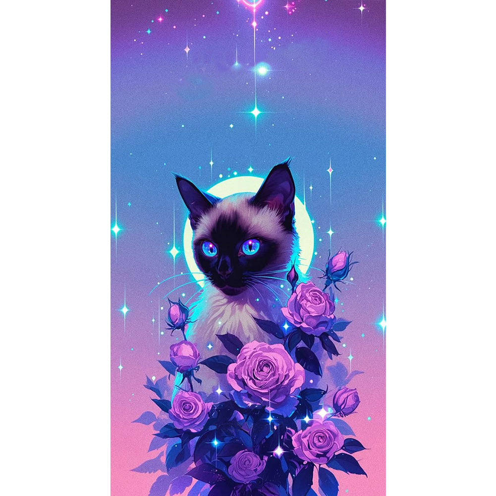 Rose Kitten - 11CT Stamped Cross Stitch 40*70CM