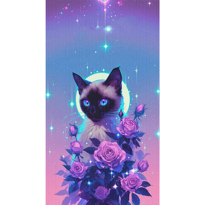 Rose Kitten - 11CT Stamped Cross Stitch 40*70CM