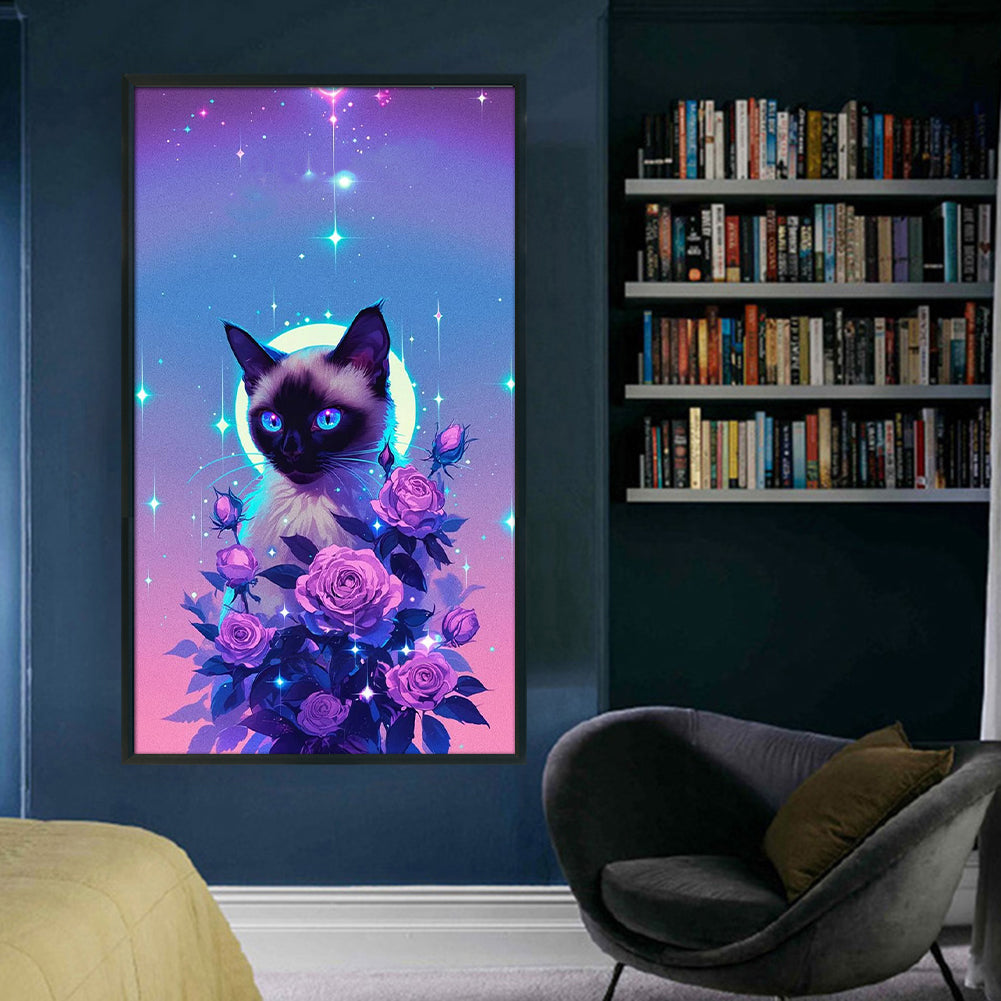 Rose Kitten - 11CT Stamped Cross Stitch 40*70CM
