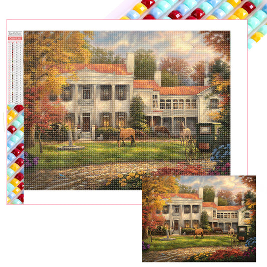 Rural House - Full Square Drill Diamond Painting 40*30CM