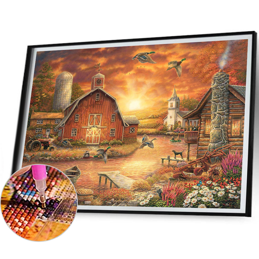 Rural House - Full Square Drill Diamond Painting 40*30CM