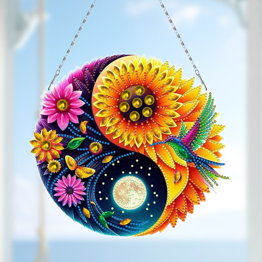 Acrylic Diamond Painting Hanging Pendant Rhinestone Diamond Art Window Pendants