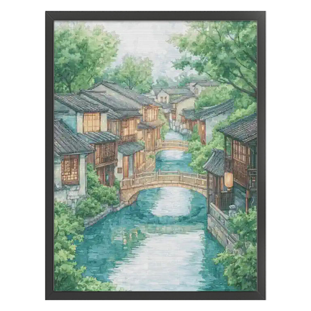 Four Seasons Of Water Village In Summer - 14CT Stamped Cross Stitch 70*95CM(Fairy Brand)