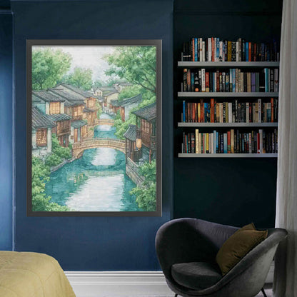 Four Seasons Of Water Village In Summer - 14CT Stamped Cross Stitch 70*95CM(Fairy Brand)