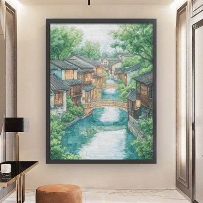Four Seasons Of Water Village In Summer - 14CT Stamped Cross Stitch 70*95CM(Fairy Brand)