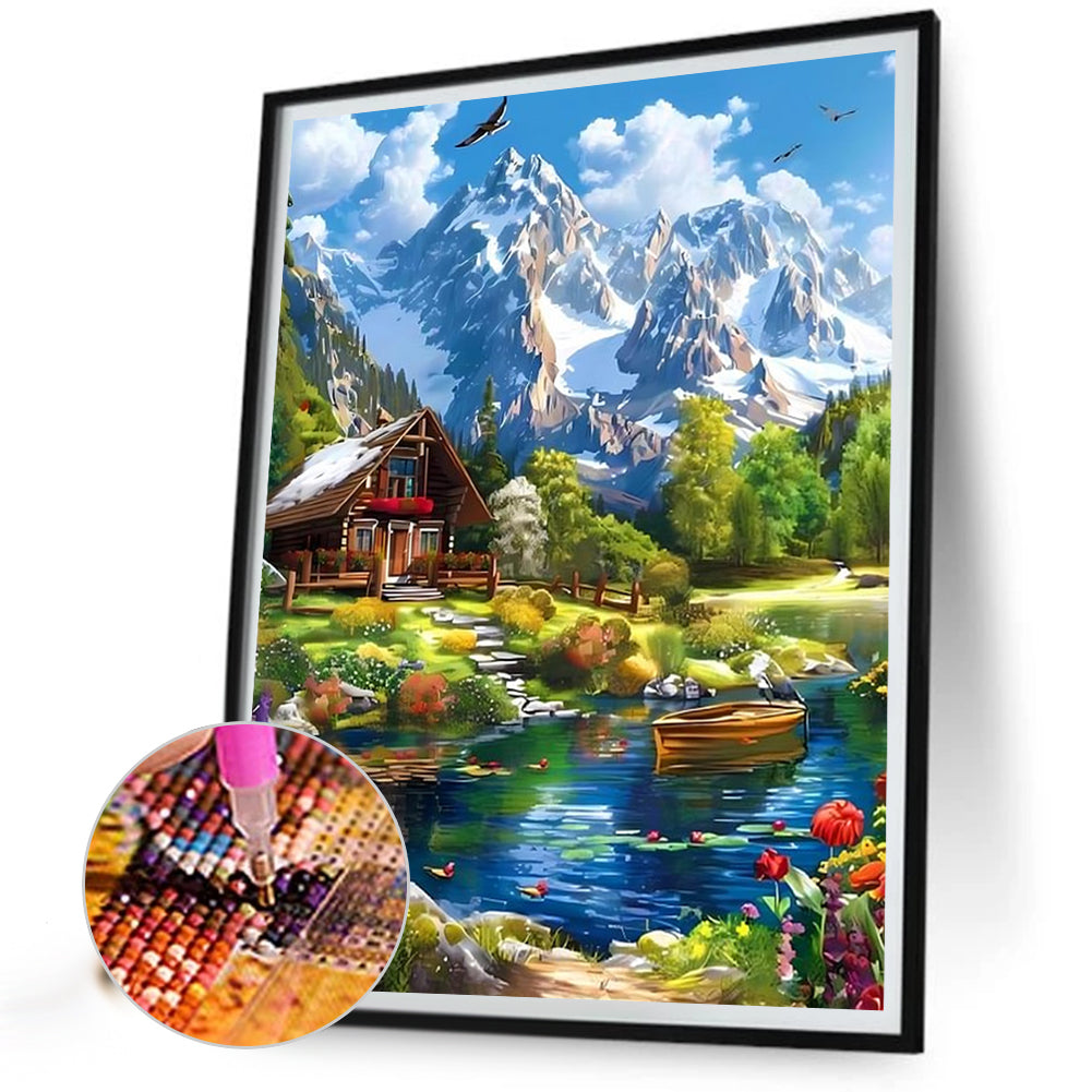 Landscape House - Full Round Drill Diamond Painting 40*50CM