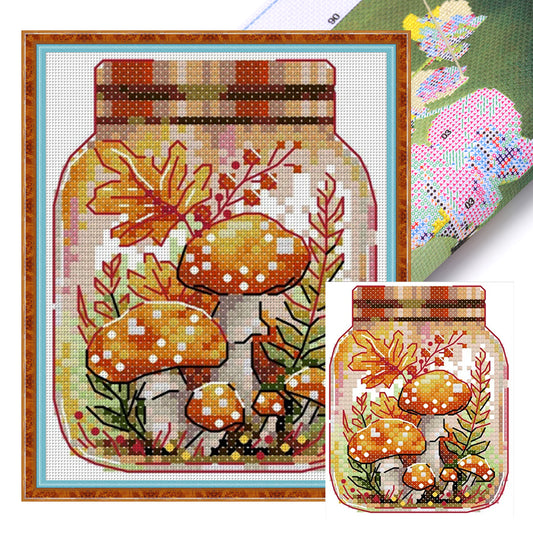 Autumn In The Jar - 14CT Stamped Cross Stitch 11*14CM(Joy Sunday)