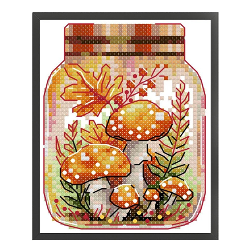 Autumn In The Jar - 14CT Stamped Cross Stitch 11*14CM(Joy Sunday)