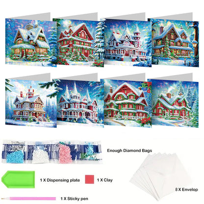 8/12pcs Diamond Painting Greeting Cards Handmade Diamond Art Cards for Adults