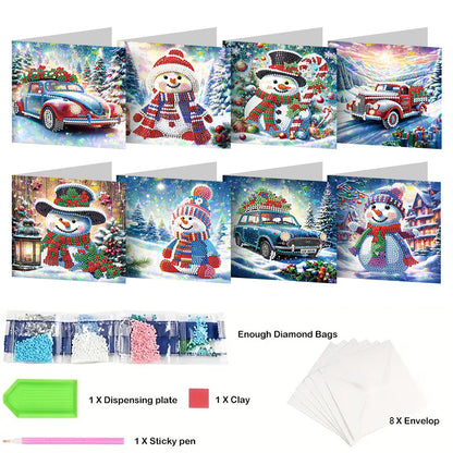 8/12pcs Diamond Painting Greeting Cards Handmade Diamond Art Cards for Adults