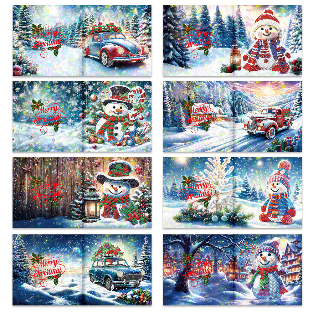 8/12pcs Diamond Painting Greeting Cards Handmade Diamond Art Cards for Adults