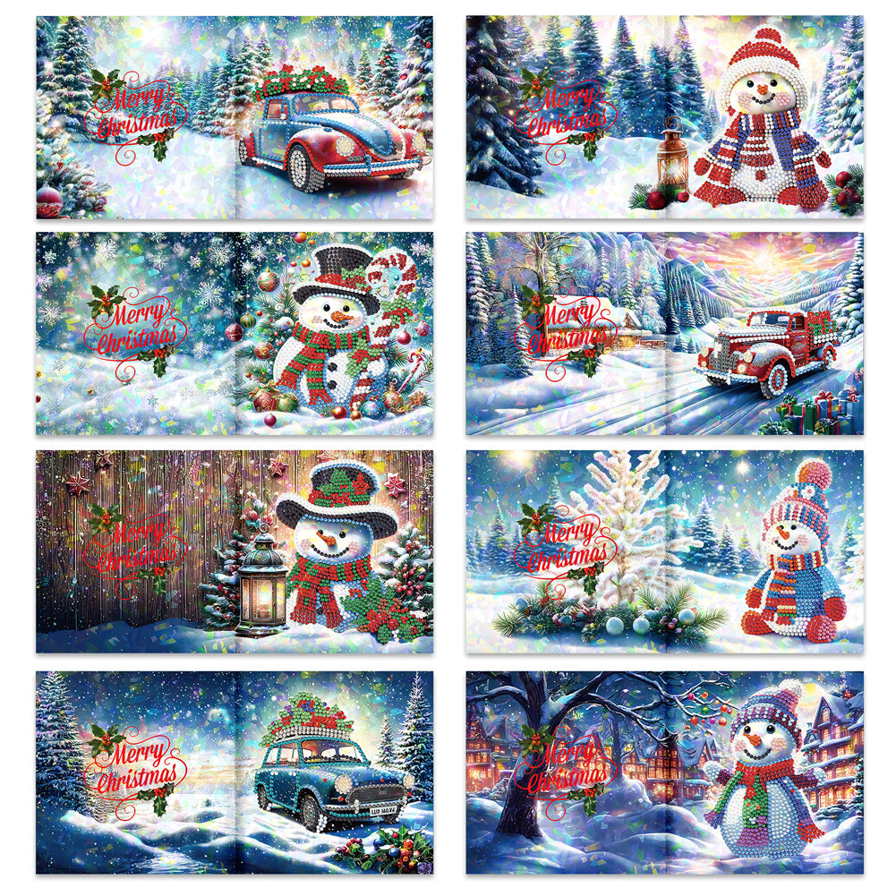 8/12pcs Diamond Painting Greeting Cards Handmade Diamond Art Cards for Adults