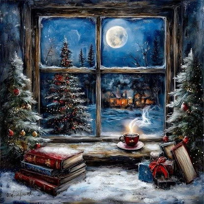 Scenery Outside The Window - 11CT Stamped Cross Stitch 45*45CM