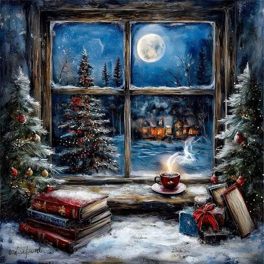 Scenery Outside The Window - 11CT Stamped Cross Stitch 45*45CM