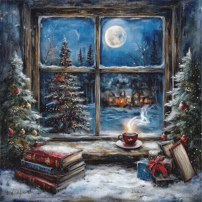 Scenery Outside The Window - 11CT Stamped Cross Stitch 45*45CM