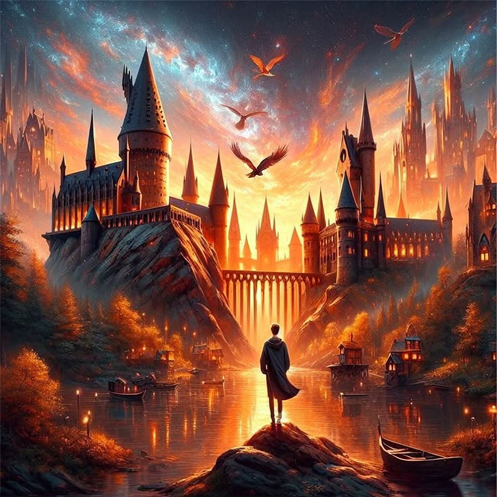 Castle In The Sunset - 11CT Stamped Cross Stitch 45*45CM