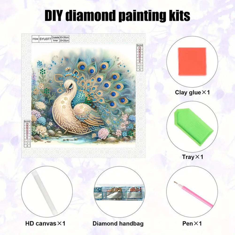 Peacock - Special Shaped Drill Diamond Painting 30*30CM