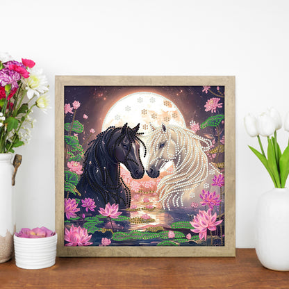 Black Horse And White Horse - Special Shaped Drill Diamond Painting 30*30CM