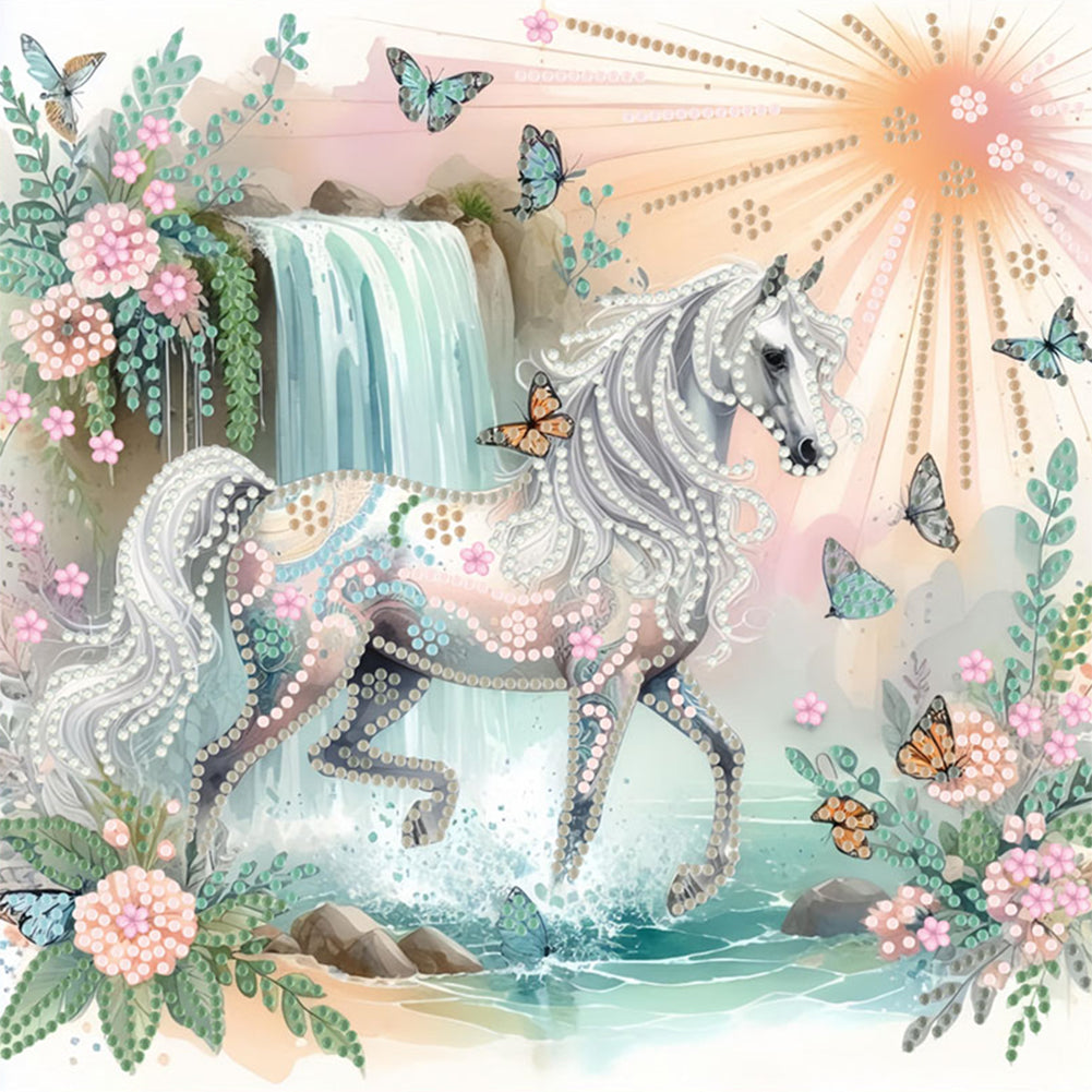 White Horse - Special Shaped Drill Diamond Painting 30*30CM