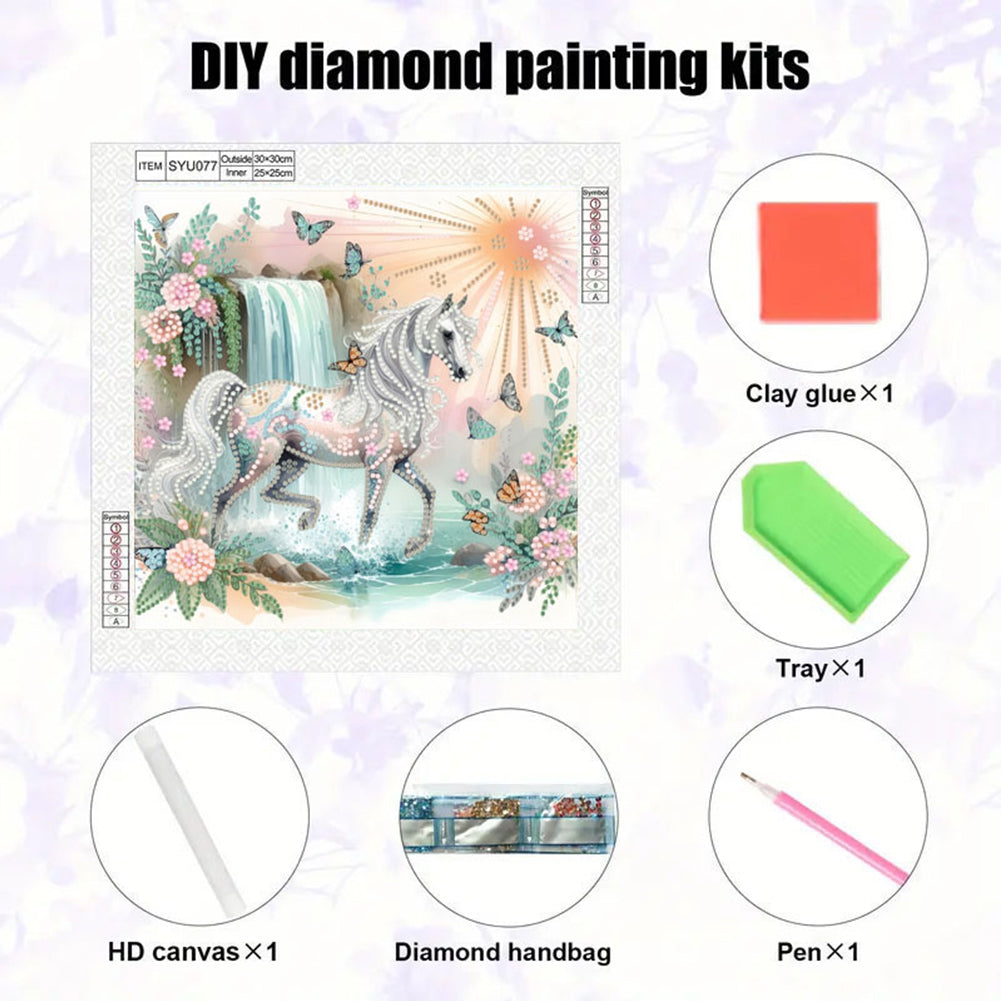 White Horse - Special Shaped Drill Diamond Painting 30*30CM