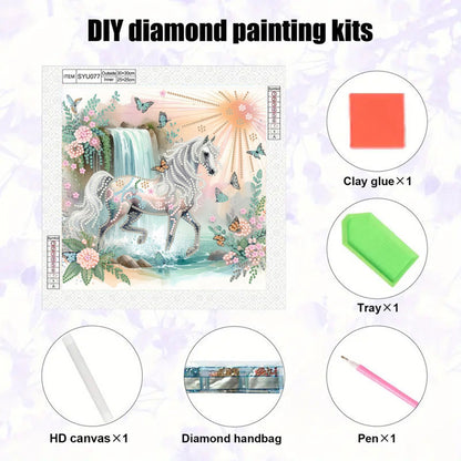 White Horse - Special Shaped Drill Diamond Painting 30*30CM