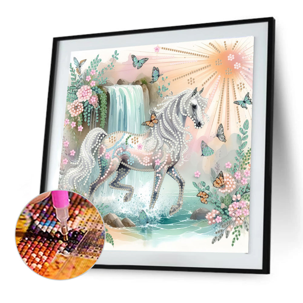 White Horse - Special Shaped Drill Diamond Painting 30*30CM