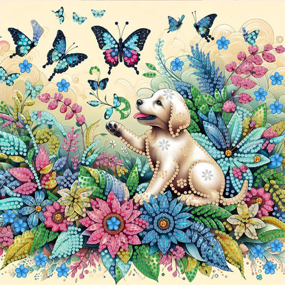 Flower Puppy - Special Shaped Drill Diamond Painting 30*30CM