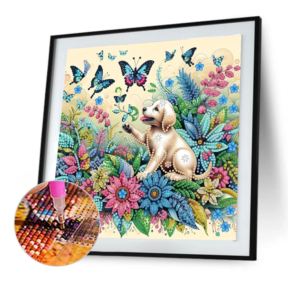 Flower Puppy - Special Shaped Drill Diamond Painting 30*30CM