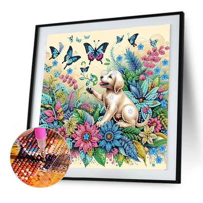 Flower Puppy - Special Shaped Drill Diamond Painting 30*30CM