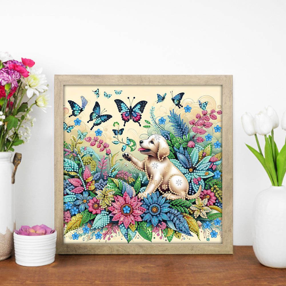 Flower Puppy - Special Shaped Drill Diamond Painting 30*30CM