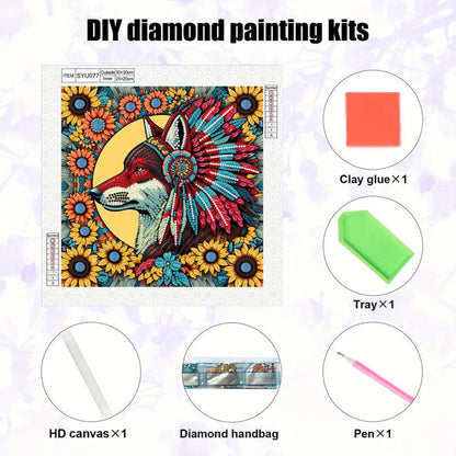 Indian Wolf - Special Shaped Drill Diamond Painting 30*30CM