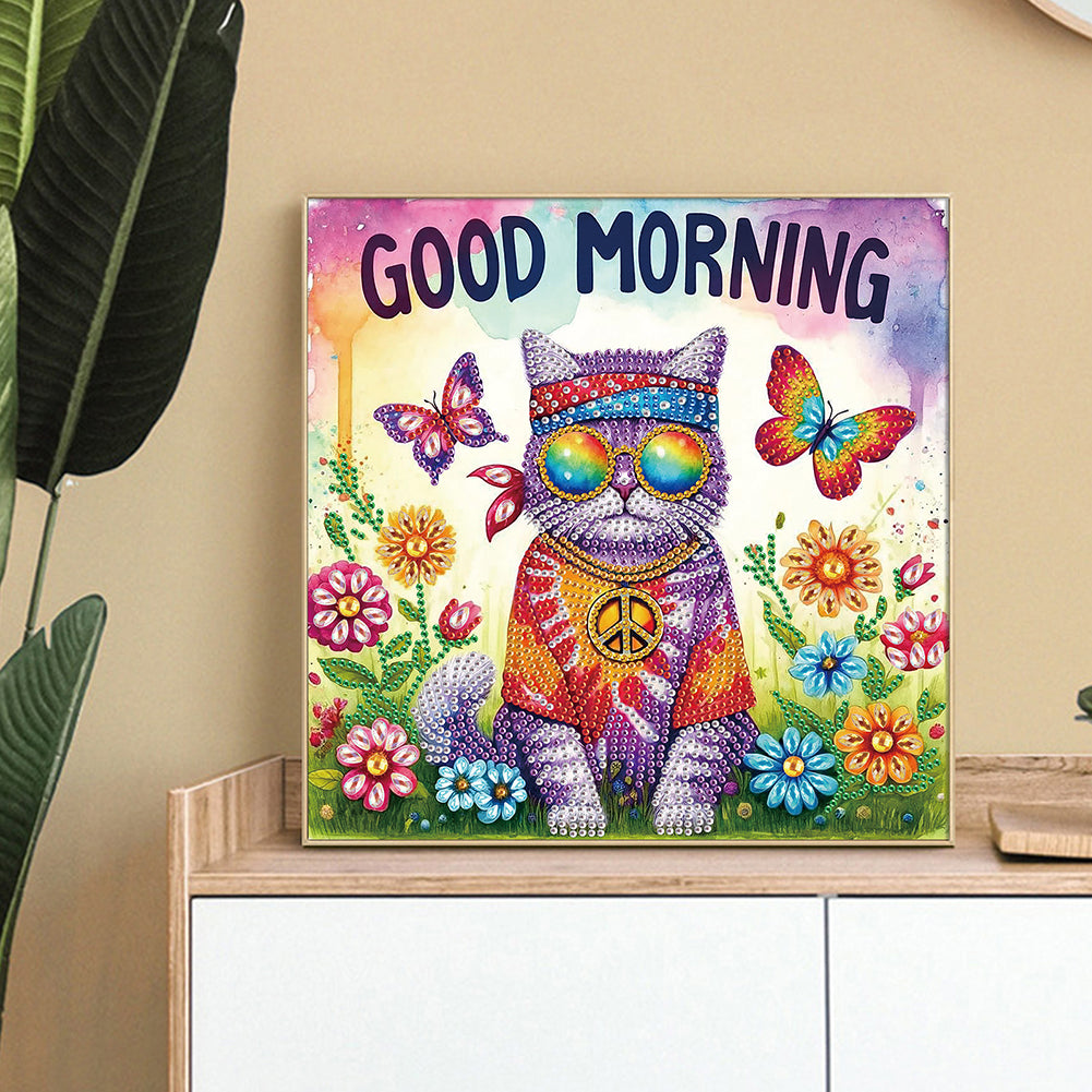 Funny Cat - Special Shaped Drill Diamond Painting 30*30CM