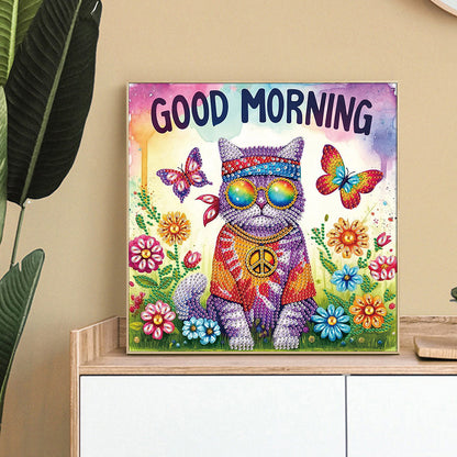 Funny Cat - Special Shaped Drill Diamond Painting 30*30CM
