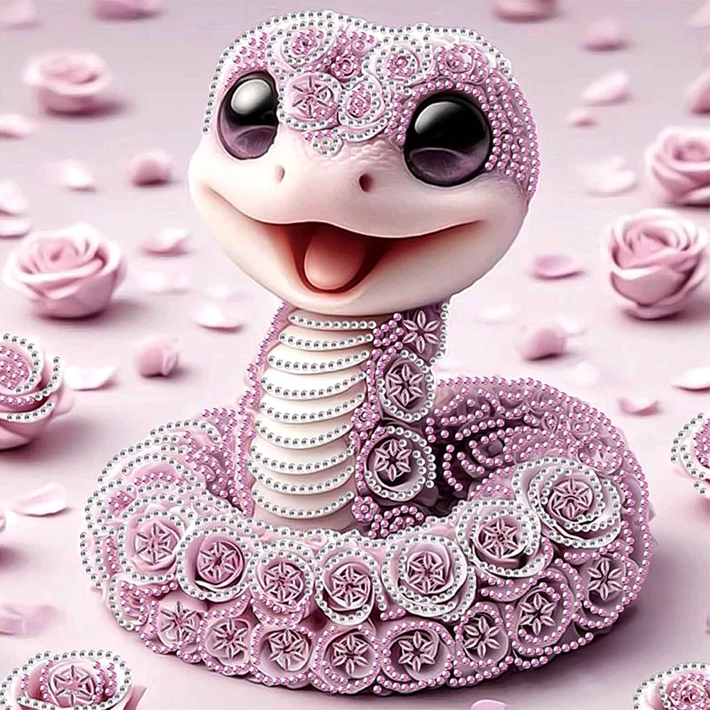 Funny Pink Snake - Special Shaped Drill Diamond Painting 30*30CM