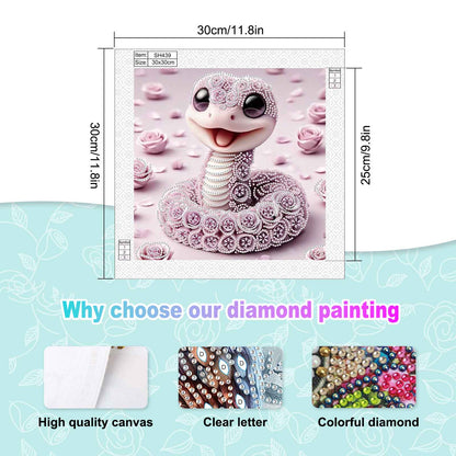 Funny Pink Snake - Special Shaped Drill Diamond Painting 30*30CM